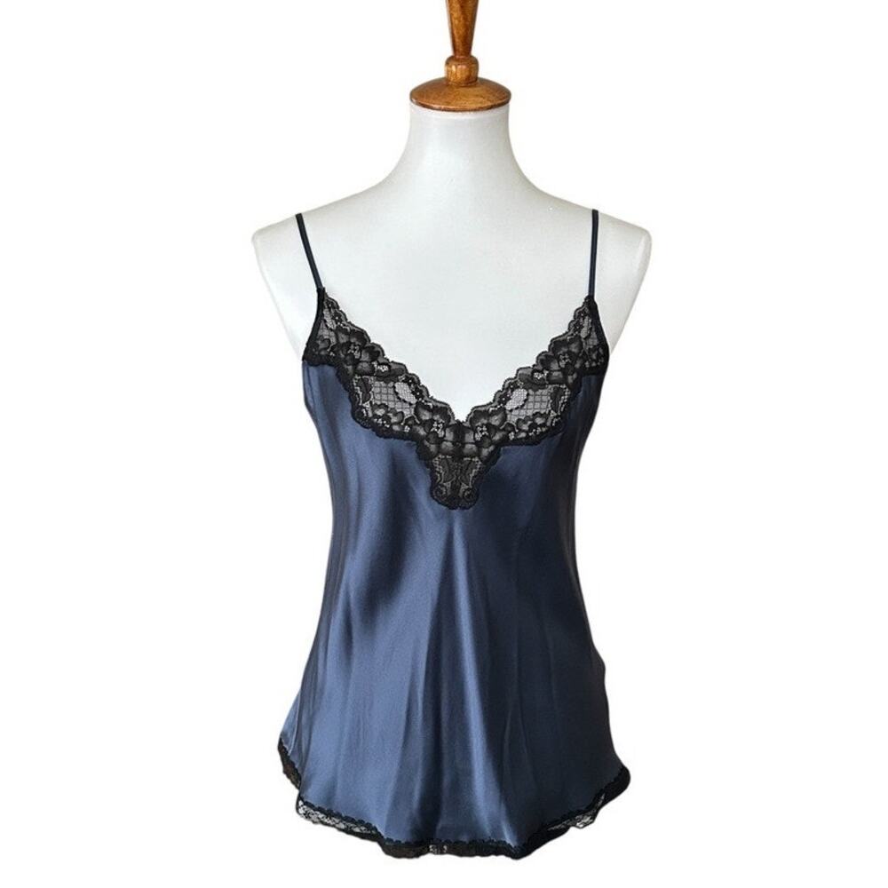 Neiman Marcus Silk Lace Camisole Slate Blue Cami Size S